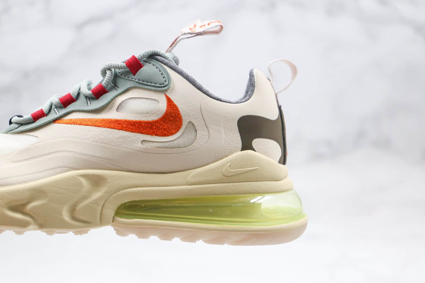 耐克Travis Scott x Nike Air Max 270 React纯原版本TS联名气垫跑鞋淡奶油倒钩原楦开发 货号：CV2414-200