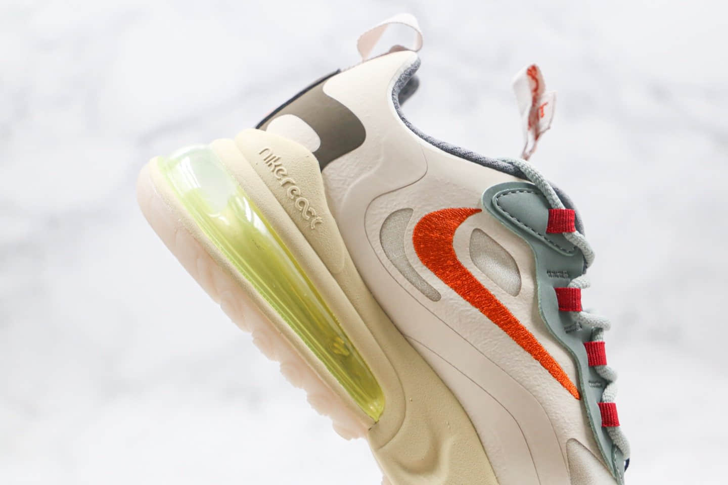 耐克Travis Scott x Nike Air Max 270 React纯原版本TS联名气垫跑鞋淡奶油倒钩原楦开发 货号：CV2414-200