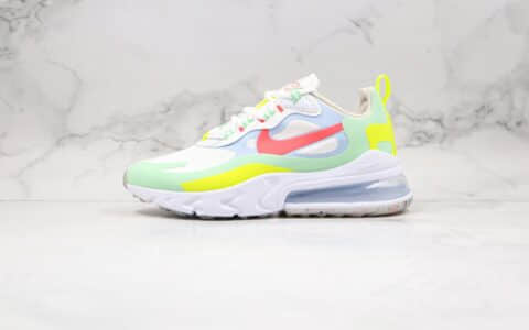 耐克Nike React Air Max 270 React LA Edition纯原版本高桥盾网纱半掌气垫鞋Max270白粉蓝绿色内置真小潘气垫 货号：DB5927-161