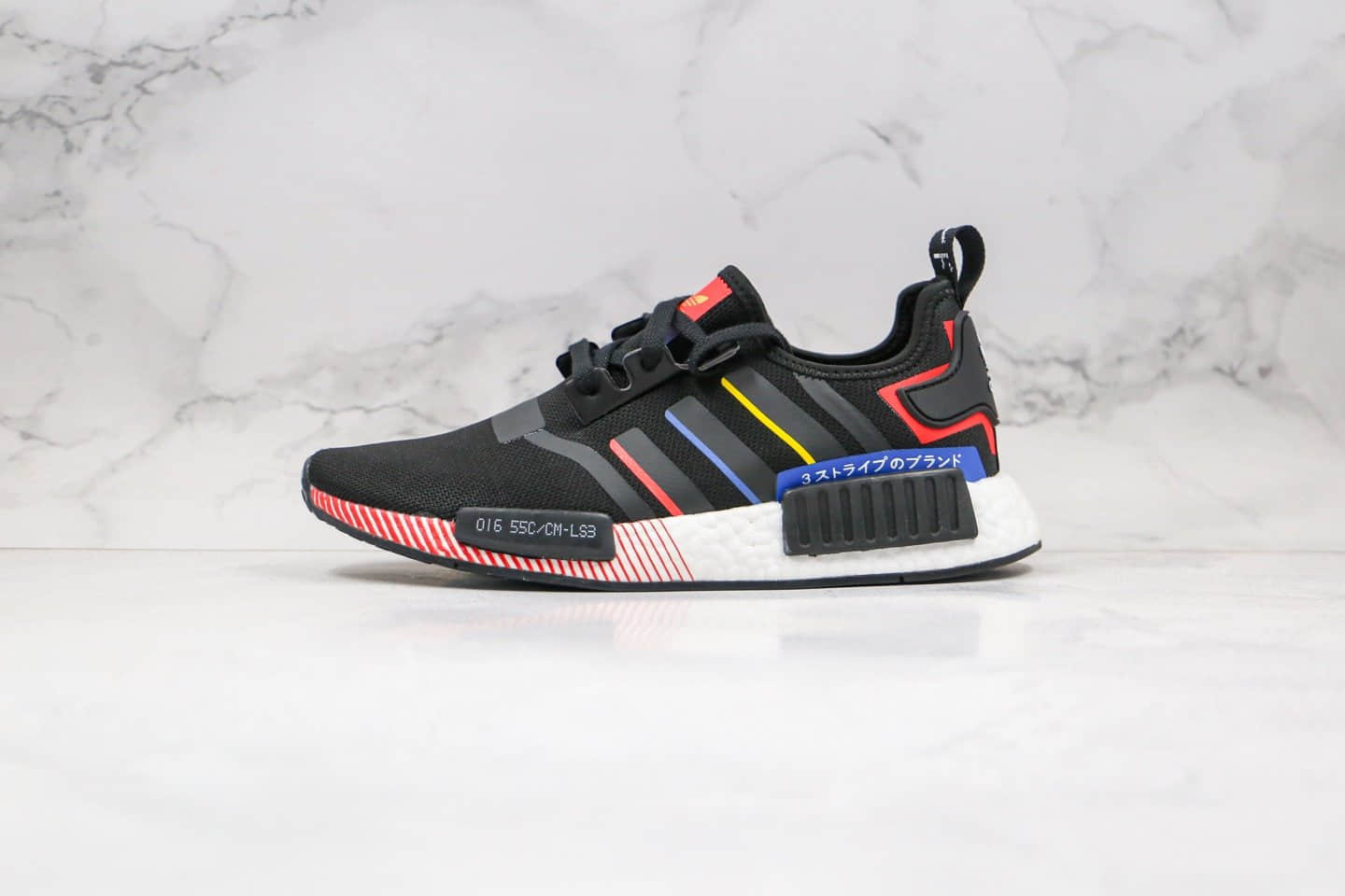 阿迪达斯adidas NMD R1纯原版本爆米花跑鞋日文撞色条纹原装进口Boost原料 货号：FY1433