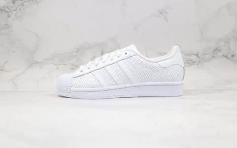 阿迪达斯adidas superstar w纯原版本三叶草贝壳头日本限定冲孔鞋纯白色原盒原标 货号：FV3445