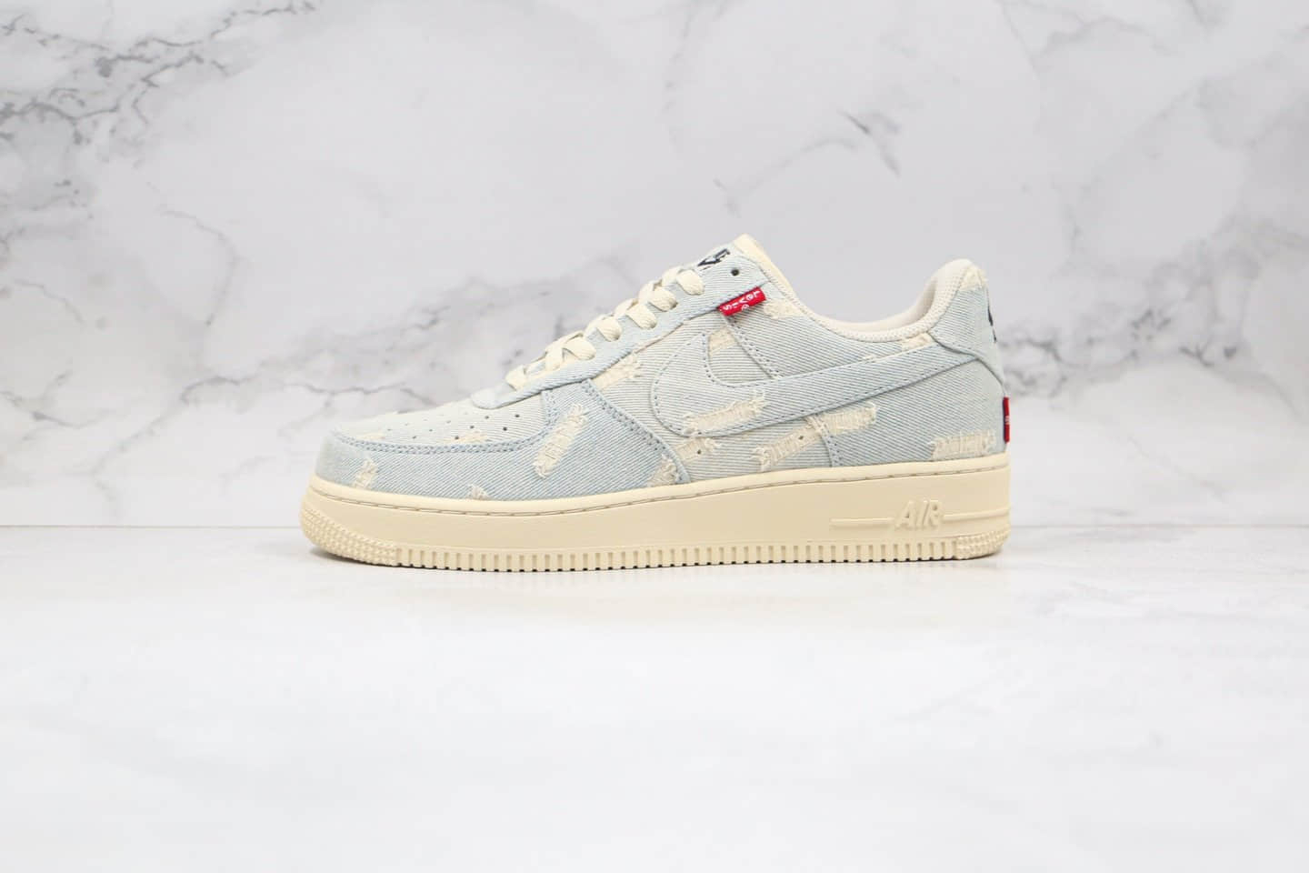 耐克Nike Air Force 1 LOW Levis纯原版本李维斯联名款低帮空军一号水洗做旧牛仔蓝色内置气垫原盒配件齐全 货号：315122-112