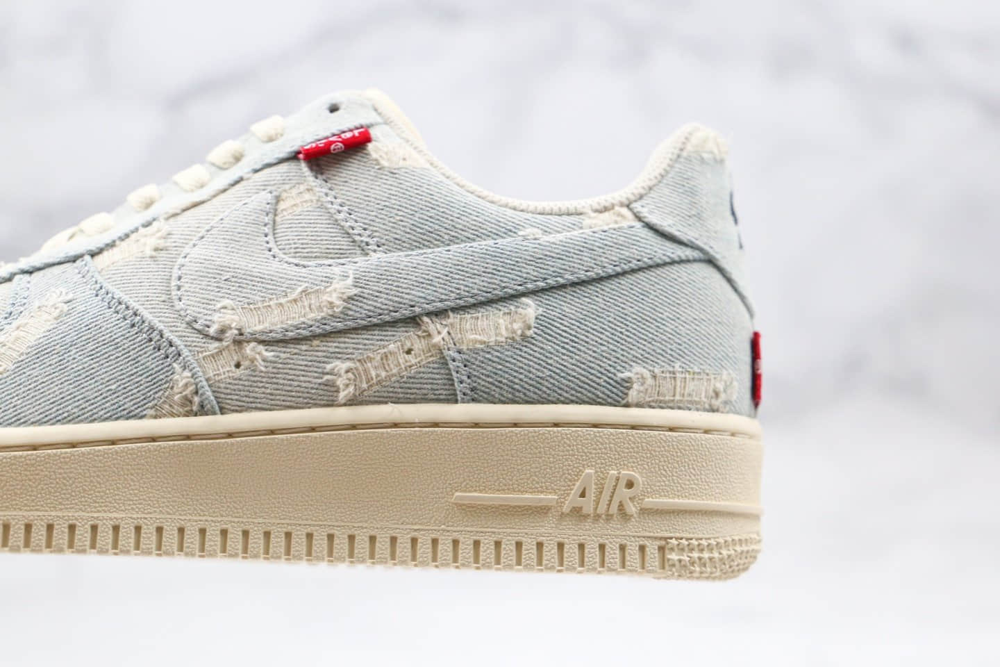 耐克Nike Air Force 1 LOW Levis纯原版本李维斯联名款低帮空军一号水洗做旧牛仔蓝色内置气垫原盒配件齐全 货号：315122-112