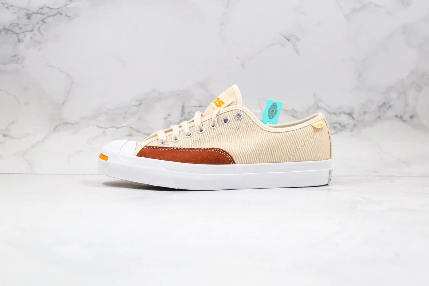 匡威Converse Jack Purcell Pro公司级版本帆布拼接开口笑板鞋米白棕色高清洁硫化工艺 货号：165293C