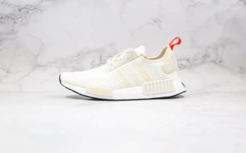 阿迪达斯adidas originals NMD_R1纯原版本三叶草缓震跑鞋米白色真爆大底 货号：G27938