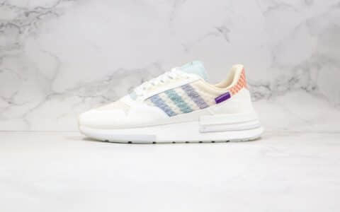 阿迪达斯Commonwealth x adidas Originals ZX500 RM boost纯原版本爆米花网纱慢跑鞋白彩虹真爆大底 货号：DB3510