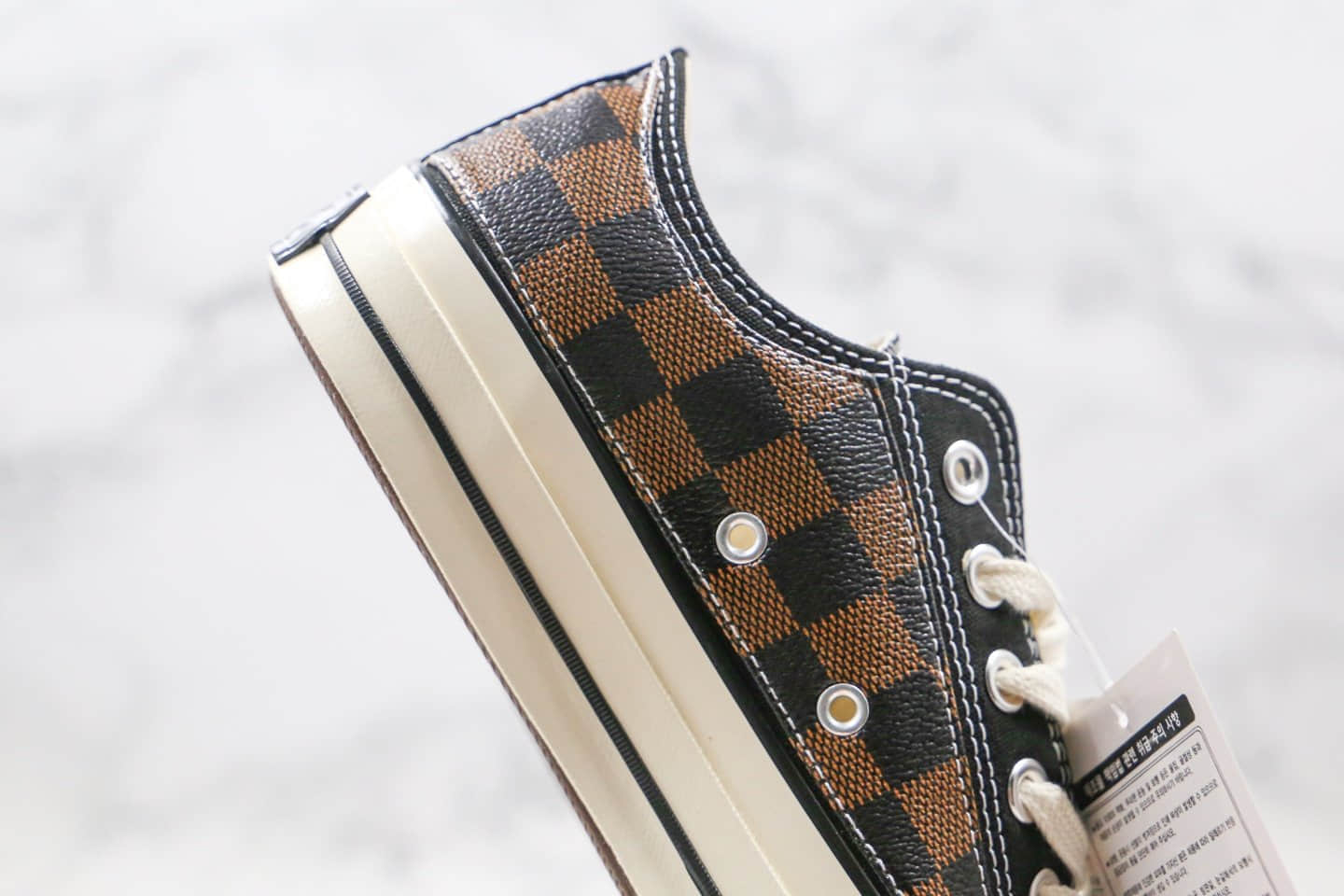 匡威Louis Vuitton x Converse 1970s公司级版本路易威登LV联名低帮棋盘格子板鞋黑棕色原盒版本