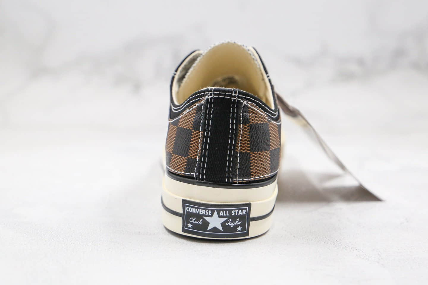 匡威Louis Vuitton x Converse 1970s公司级版本路易威登LV联名低帮棋盘格子板鞋黑棕色原盒版本