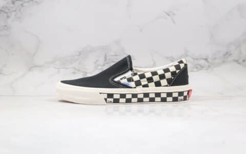 万斯Vans TM Slip On公司级版本低帮一脚蹬TM黑白色棋盘格子原盒原标 货号：T.M.-C10V