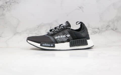 阿迪达斯adidas NMD R1 Primeknit Triple Black纯原版本爆米花跑鞋黑白字母印花原装高弹Boost大底 货号：F99711