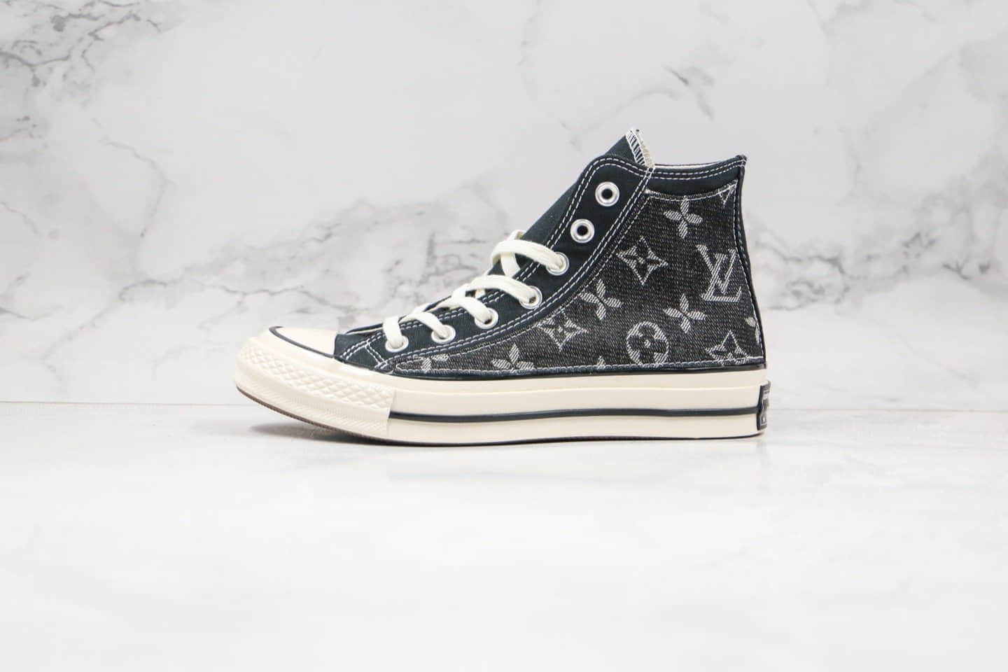 匡威CONVERSE X Louis Vuitton纯原版本高帮LV联名款高帮帆布硫化板鞋原厂高端工艺原盒配件