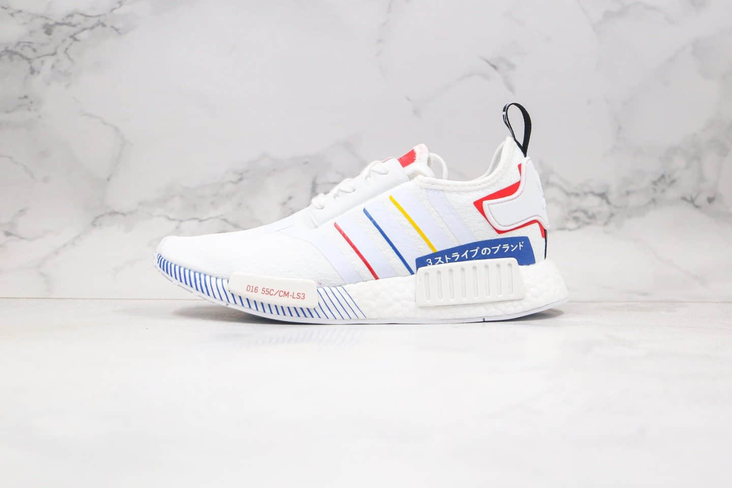 阿迪达斯adidas NMD R1纯原版本爆米花跑鞋NMD日文撞色白彩虹配色内置真爆米花缓震大底 货号：FY1432