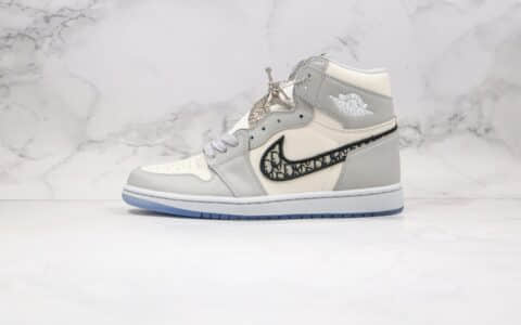 乔丹Air Jordan Brand 1 High OG Grey x Dior纯原版本迪奥联名款高帮AJ1白灰色原装吸磁原盒原楦头纸板打造区别市面低端版本 货号：CN8607-002