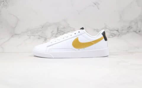 耐克Nike Blazer Low LE纯原版本低帮开拓者板鞋白金黑色皮面材质原楦头纸板打造 货号：AV9370-107