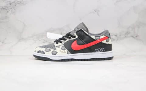 耐克Nike SB Dunk Low Pro 2020版纯原版本低帮DUNK迷彩波点ESSEN灰黑红色板鞋内置气垫原盒原标 货号：CU1727-006