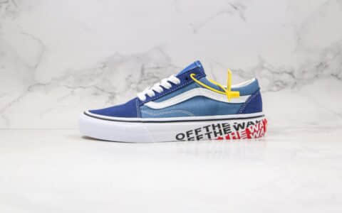 万斯Vans Old Skool Off The Wall公司级版本低帮字母涂鸦越墙标语海军蓝白色硫化帆布鞋原盒原标 货号：VN0A38G1VRI