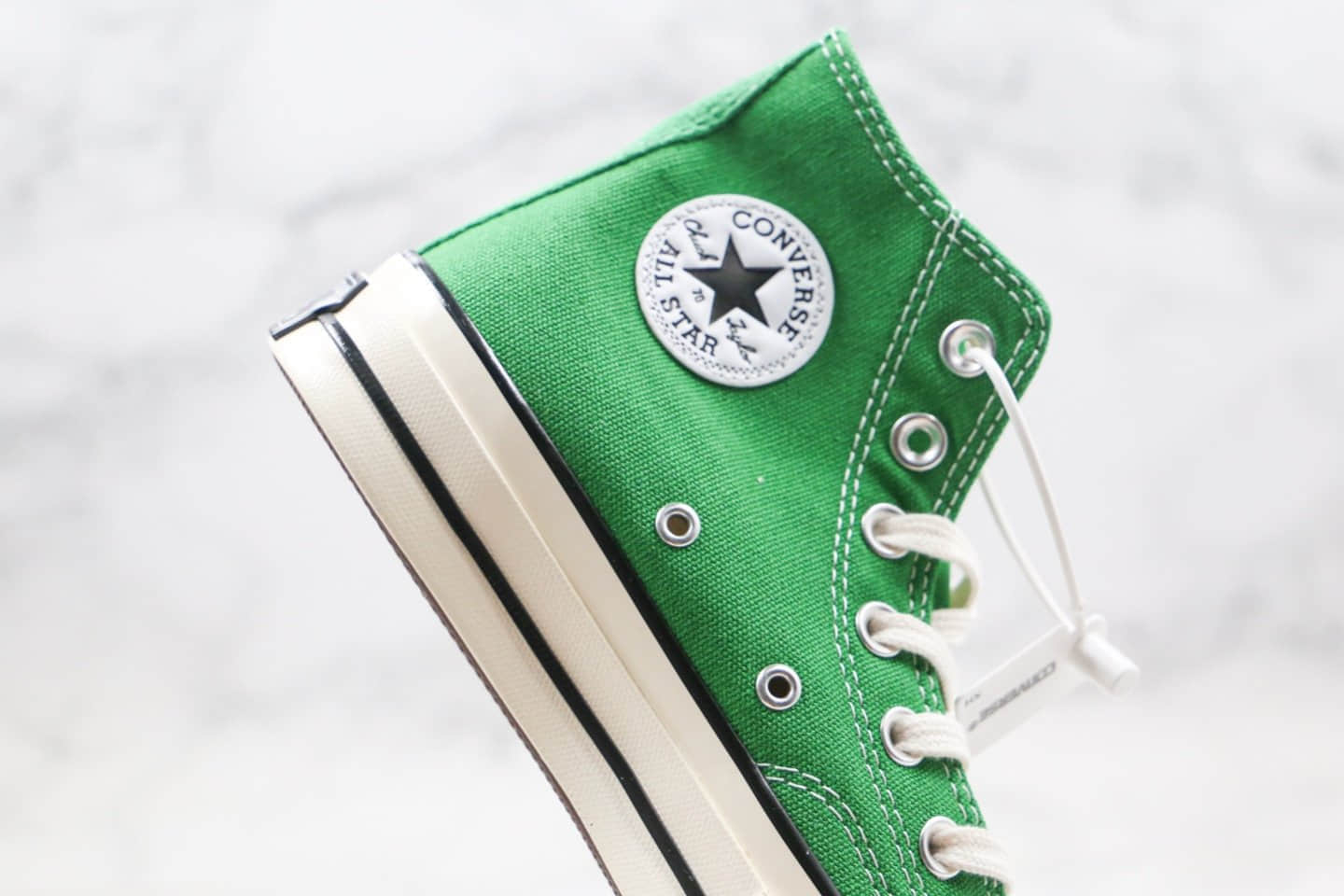 匡威Converse x Sprite公司级版本雪碧汽水联名款高帮绿色帆布鞋正确双围条PU硅蓝软中底 货号：188603C