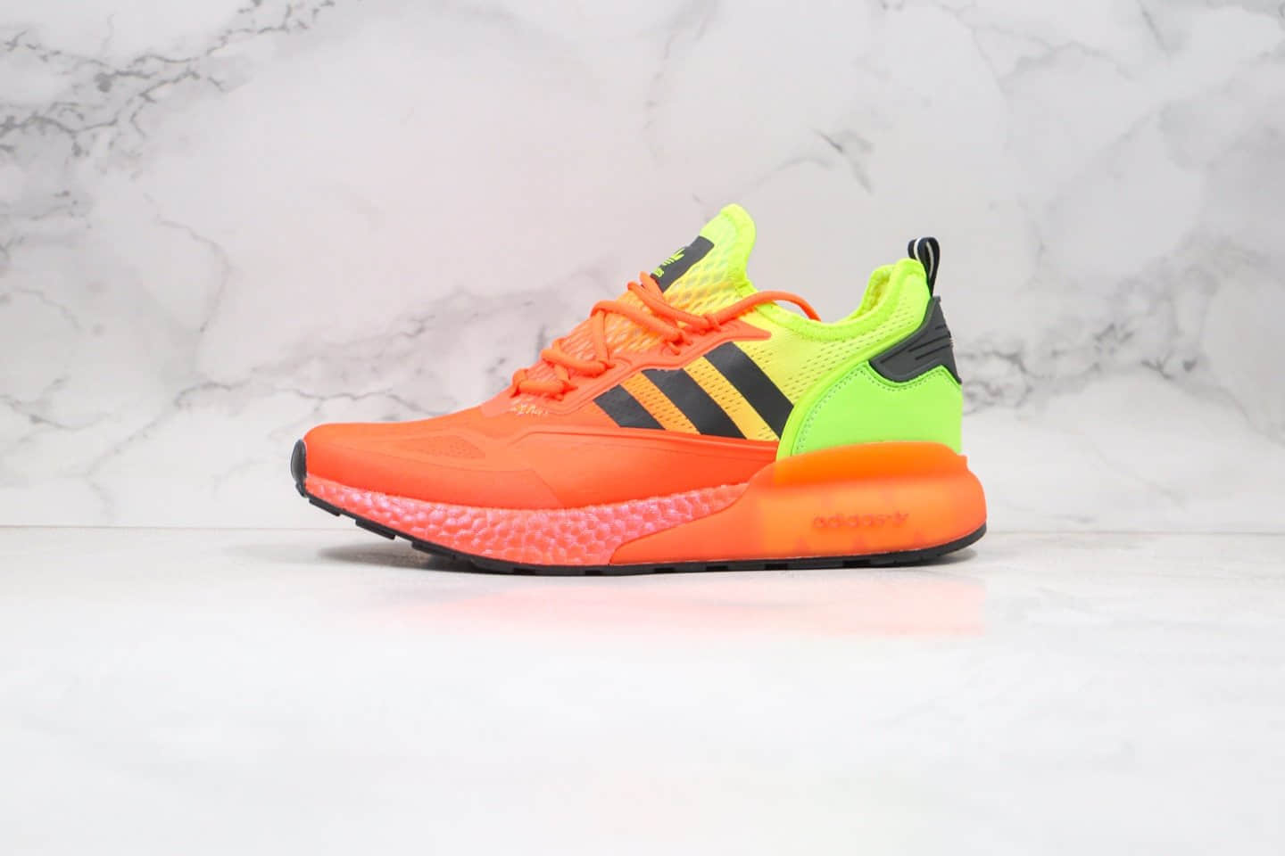 阿迪达斯Adidas Originals ZX 2K Boost纯原版本易烊千玺同款ZX 2K爆米花跑鞋橙绿色原楦头纸板打造 货号：FV0482