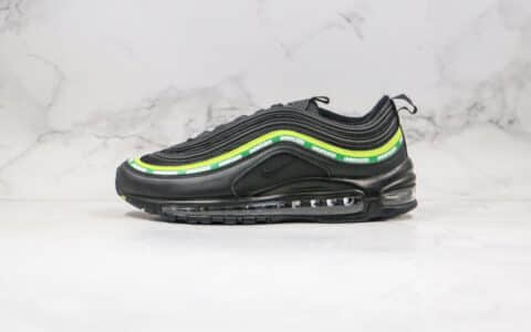 耐克Nike AIR MAX 97纯原版本子弹头气垫鞋Max97黑绿色内置全掌真气垫原鞋开模一比一打造 货号：AJ1986-111