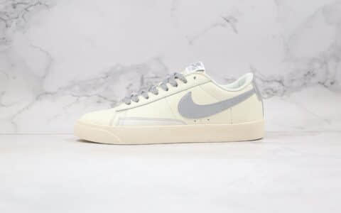 耐克Nike Blazer Low纯原版本低帮开拓者3M反光米白灰色皮面区别市面通货版本 货号：CK6924-101