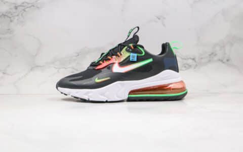 耐克Nike React Air Max 270 React LA Edition纯原版本高桥盾网纱系列Max270气垫鞋黑渐变红绿色内置真小潘气垫 货号：CK6547-001