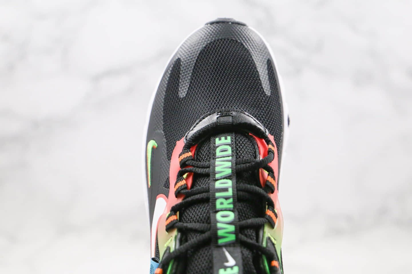 耐克Nike React Air Max 270 React LA Edition纯原版本高桥盾网纱系列Max270气垫鞋黑渐变红绿色内置真小潘气垫 货号：CK6547-001