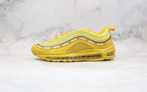 耐克Nike Air Max 97 x UNDEFEATED纯原版本子弹头气垫鞋Max97金黄色内置全掌真实气垫 货号：AJ1986-006