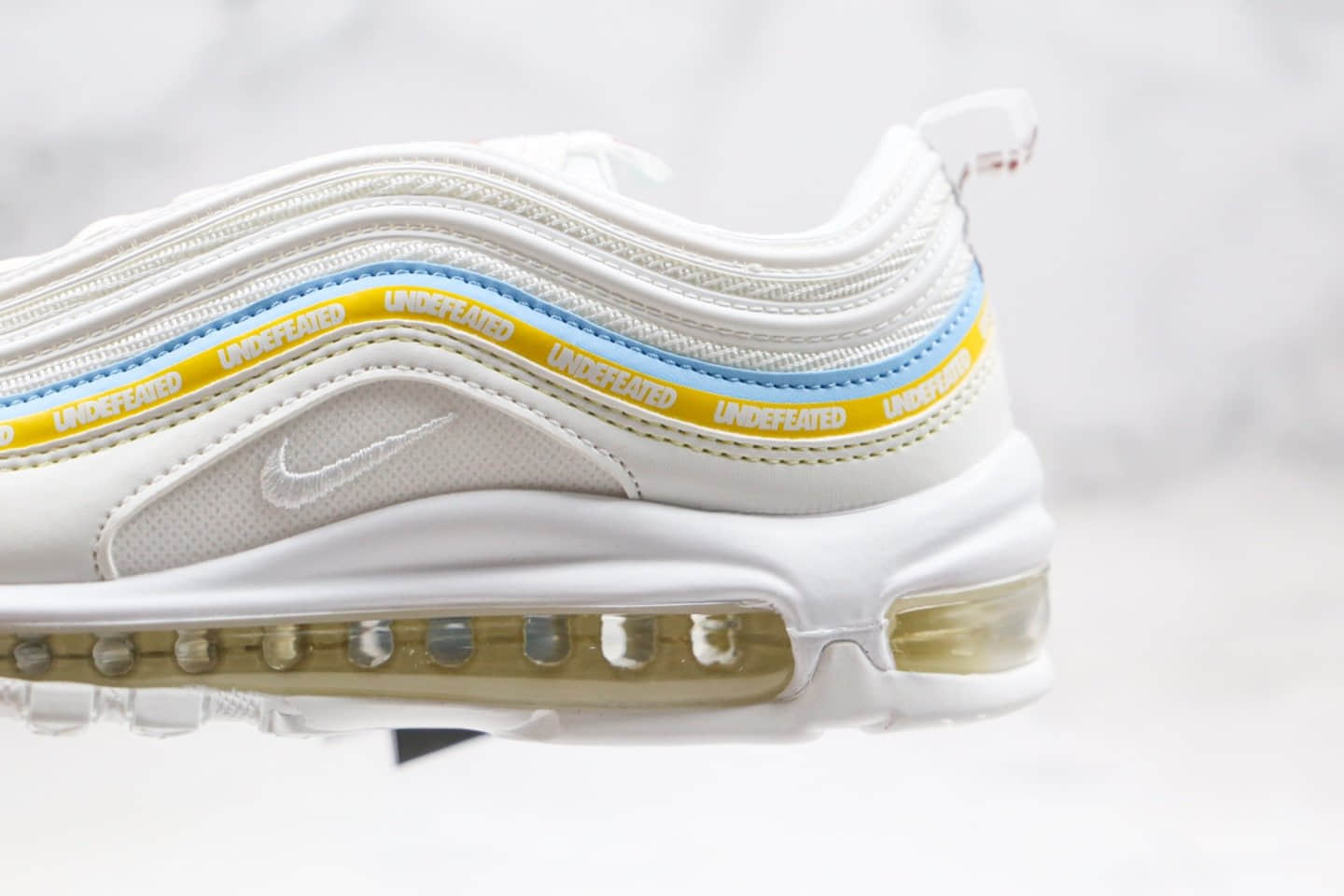 耐克Nike Air MAX 97纯原版本子弹头气垫鞋Max97白蓝黄色内置全掌真气垫原盒原标 货号：AJ1986-007