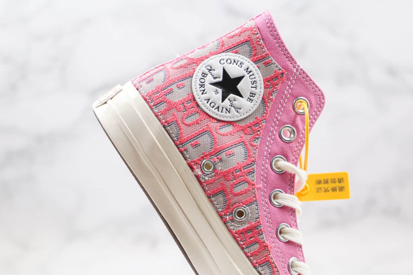 匡威Dior x Converse 1970s公司级版本迪奥联名高帮板鞋粉色老花原盒双围条