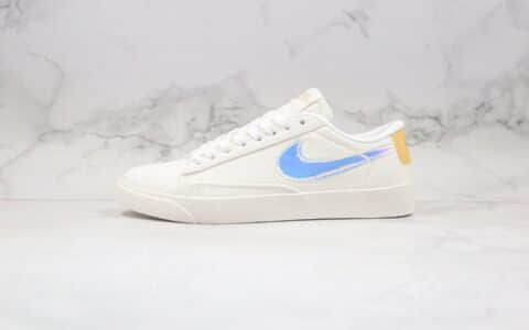 耐克Nike Blazer Low公司级版本低帮开拓者帆布板鞋上海城市限定米白镭射原纸板开发 货号：AV9371-109