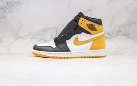 乔丹Air Jordan 1 Retro High OG Yellow Ochre纯原版本高帮AJ1黑黄脚趾正确后跟定型原厂皮料 货号：555088-109