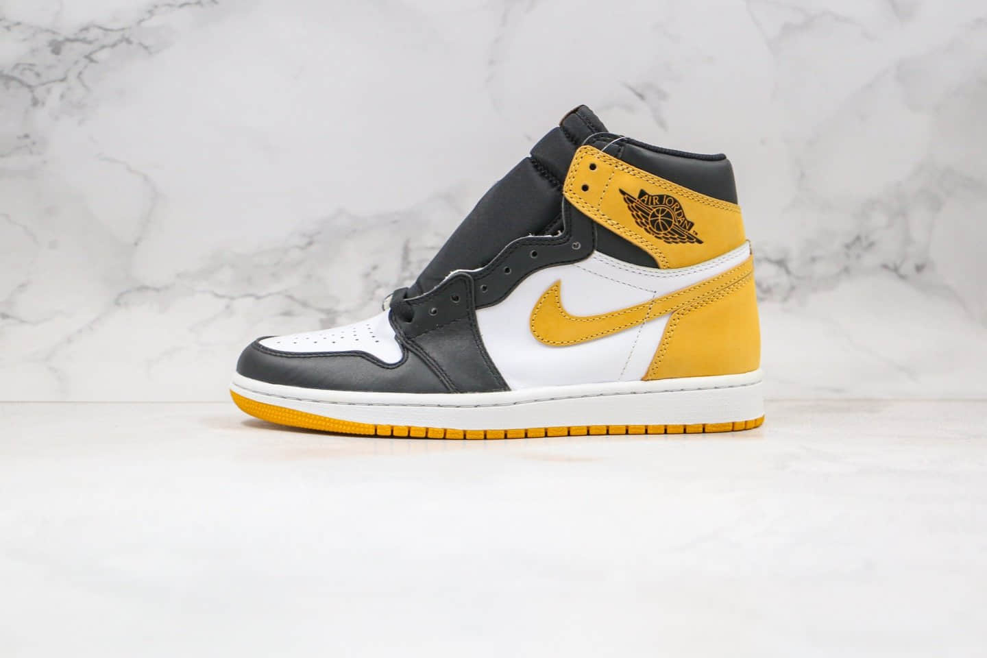 乔丹Air Jordan 1 Retro High OG Yellow Ochre纯原版本高帮AJ1黑黄脚趾正确后跟定型原厂皮料 货号：555088-109