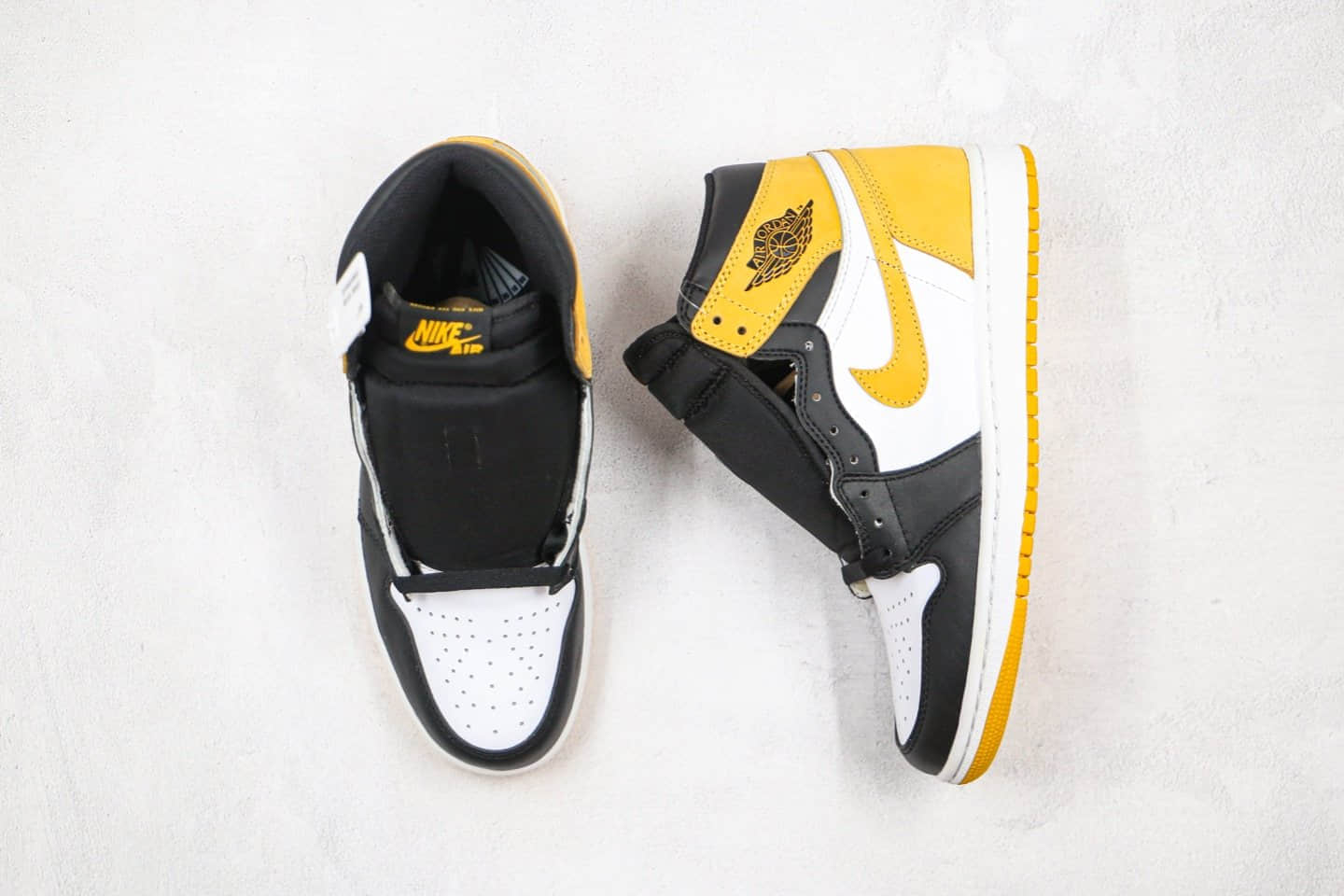 乔丹Air Jordan 1 Retro High OG Yellow Ochre纯原版本高帮AJ1黑黄脚趾正确后跟定型原厂皮料 货号：555088-109