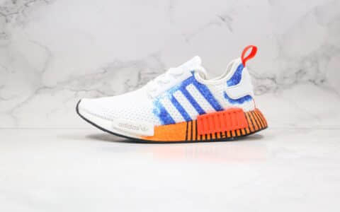 阿迪达斯adidas NMD R1纯原版本爆米花跑鞋白蓝橙色巴斯夫真爆 货号：FV5886