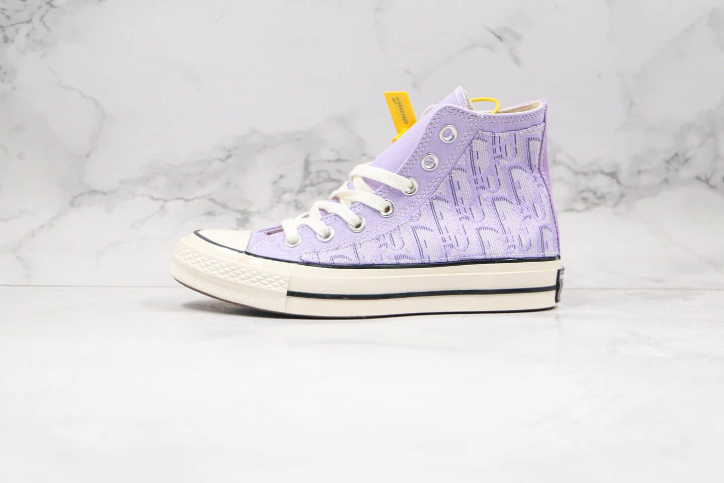 匡威Dior x Converse 1970S纯原版本迪奥联名款高帮帆布鞋香芋紫配色正确双围条硫化蓝底 货号：167862C