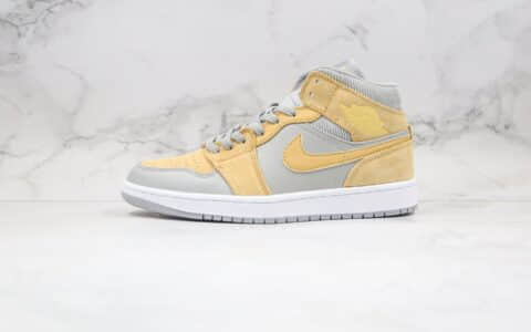 乔丹Air Jordan 1 Mid纯原版本中帮AJ1灰卡其色篮球鞋原楦头纸板打造区别市面通货版本 货号：DA4666-001