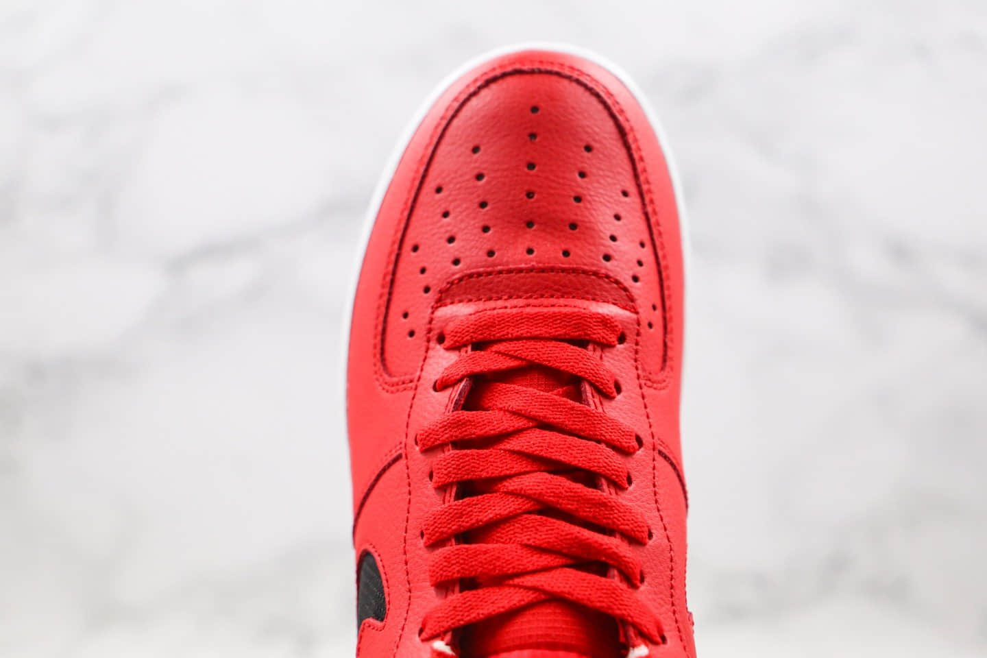 耐克Nike Air Force 1 LV8 1 Fresh Air GS纯原版本低帮空军一号板鞋编织格子勾红黑色原档案数据开发 货号：CZ7377-600
