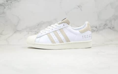 阿迪达斯Adidas Originals Superstar Superstar纯原版本三叶草贝壳头50周年白水泥米白灰色板鞋原盒原标 货号：FY0038