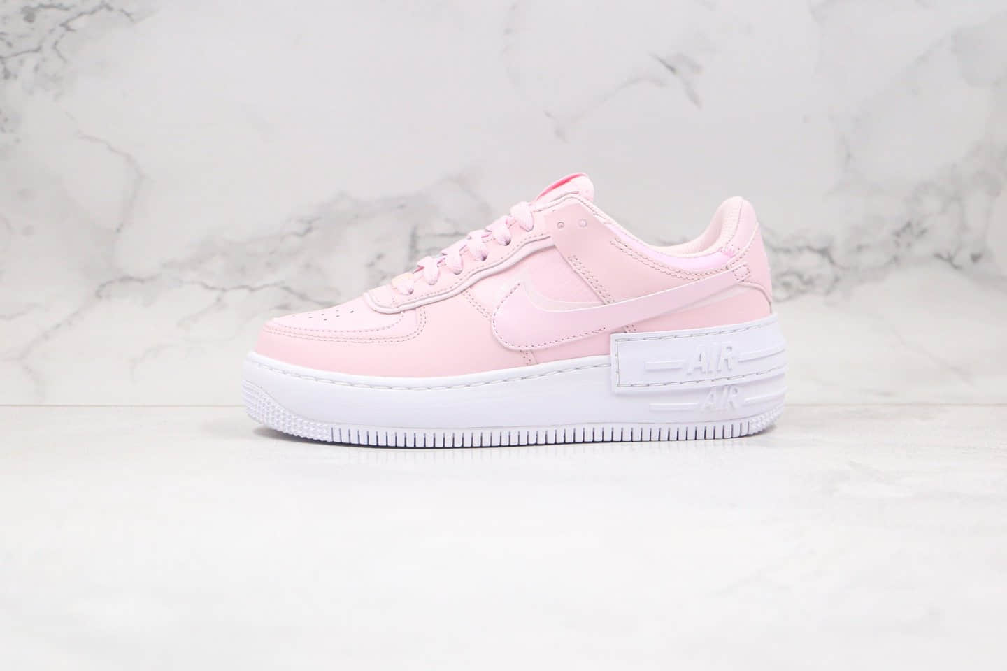 耐克Nike WMNS Air Force 1 Shadow纯原版本低帮空军一号马卡龙樱花粉色增高板鞋原楦头纸板打造 货号：CV3020-600