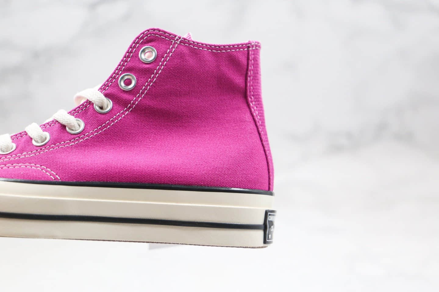 匡威Converse 1970s公司级版本高帮暗紫色帆布鞋蓝底双围条 货号：168503C