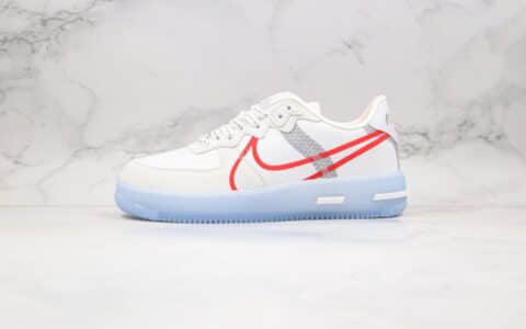 耐克Nike Air Force 1 React QS Light Bone纯原版本低帮空军一号冰块波纹白红色原档案数据开发 货号：CQ8879-102