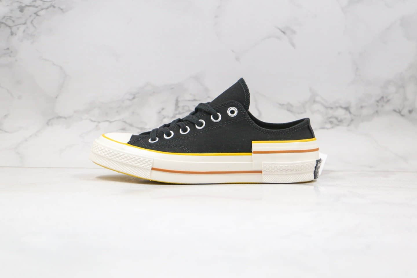 匡威Converse Chuck 70公司级版本低帮解构拼接撞色三围条黑白色帆布鞋原厂硫化大底正确硅蓝软中底 货号：568802C