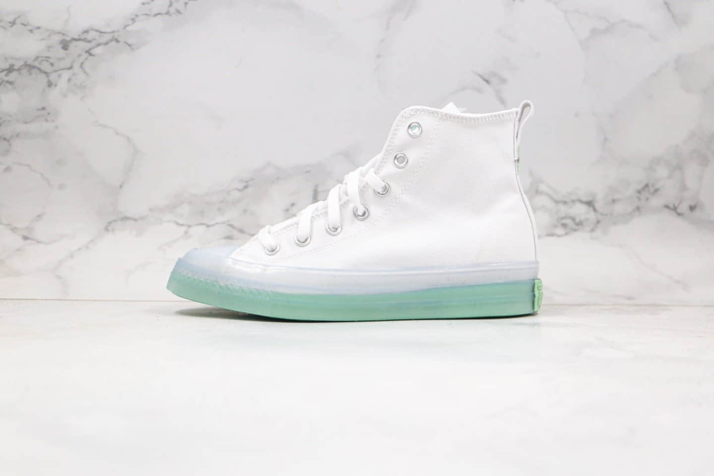 匡威 Converse Chuck Taylor All Star CX公司级版本果冻透明水晶底高帮板鞋白绿色原厂铝楦开发版型 货号：167805C