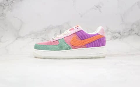 耐克Nike Air Force 1 07纯原版本低帮空军一号马卡龙灯芯绒彩虹色板鞋内置气垫原楦头纸板打造 货号：AO9296-009