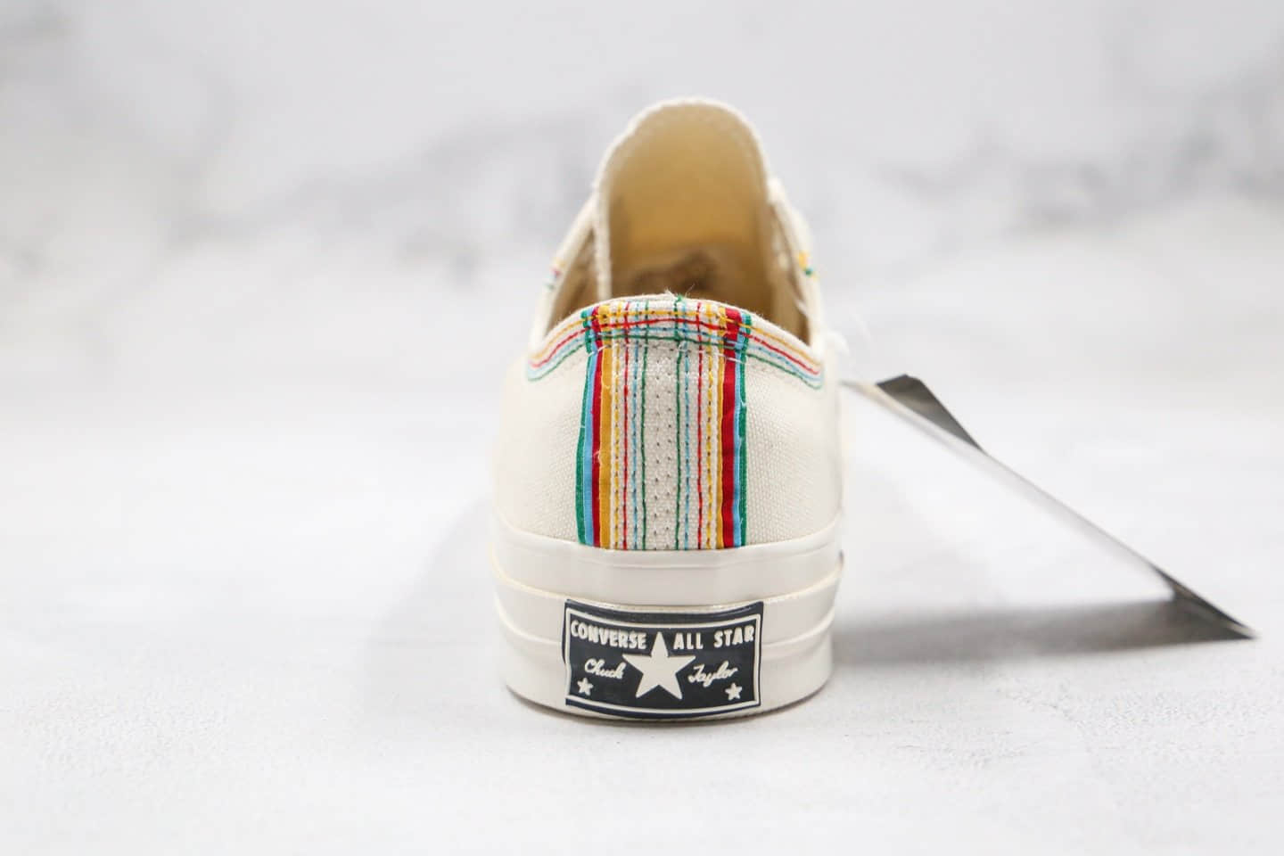 匡威Converse Chuck 70S公司级版本低帮彩虹条奶白色小红书爆款帆布鞋正确双围条硫化蓝底 货号：169057C