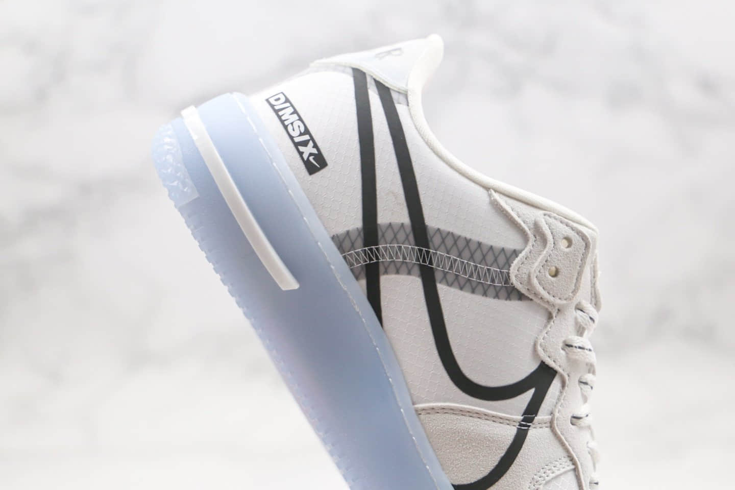 耐克Nike Air Force 1 React QS Light Bone纯原版本低帮空军一号水晶底波纹冰块冰蓝色正确鞋垫颜色区别市面通货版本 货号：CQ8879-101
