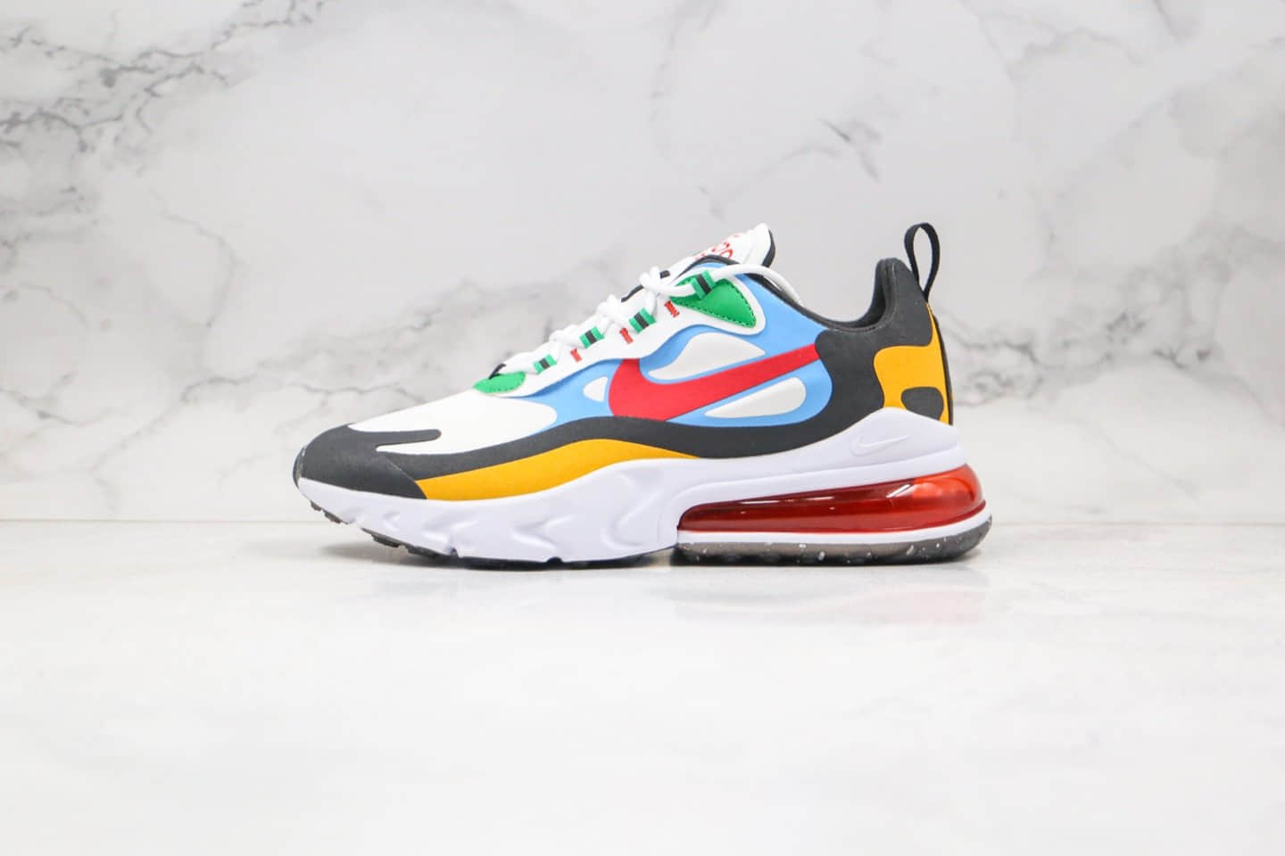 耐克Nike AIR MAX 270 React纯原版本半掌气垫Max270彩虹七彩色内置真小潘气垫原盒原标 货号：DA2610-161