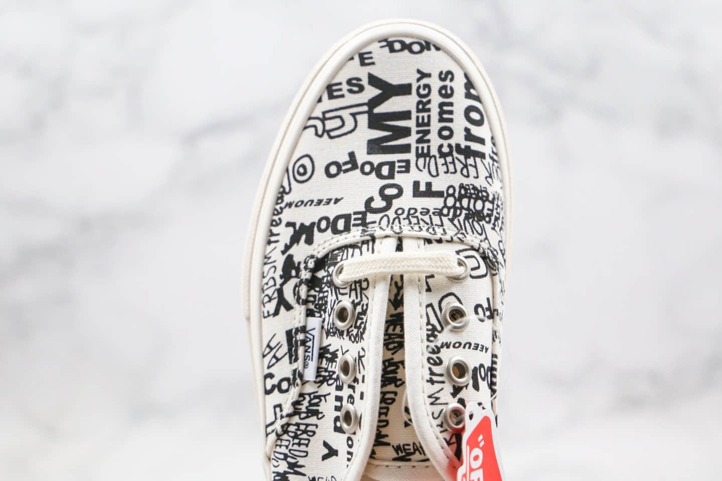 万斯VANS VAULT x COMME des GARCONS Authentic LX CDG川久保玲联名款公司级版本字母涂鸦印花白黑色限量版原盒原标 型号：SYV57