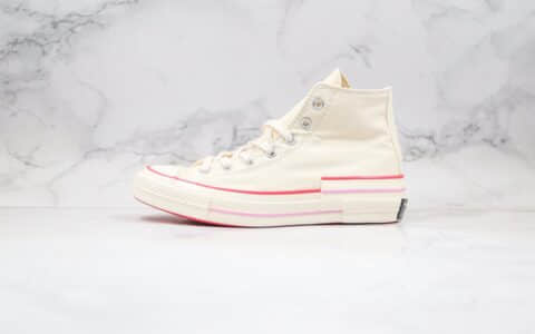 匡威Converse Chuck 70公司级版本高帮解构帆布鞋白粉色三围条原楦头纸板打造 货号：568800C