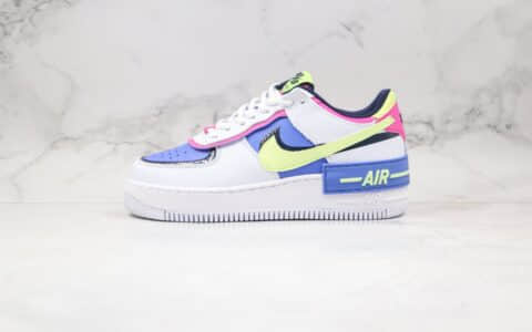 耐克Nike WMNS Air Force 1 Shadow纯原版本低帮空军一号马卡龙解构蓝粉绿色原档案数据开发 货号：CJ1641-100